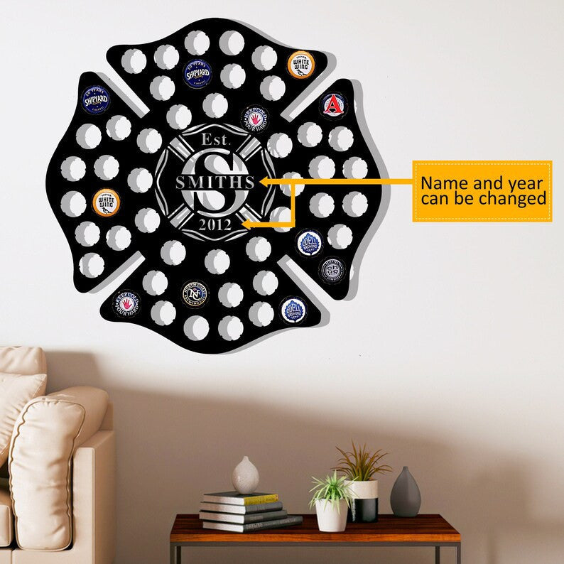 Bottle Cap Holder Personalized Firefighter Beer Cap Map Metal Sign Gift For Firefighter Fathers Day Gift Idea Home Bar Beer Cap Holder