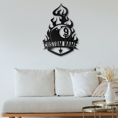 Custom Billiards Metal Wall Art Personalized Billiards Room Name Sign WITH LED/WITHOUT LED Lights Living Room Decor Pool Player Gift