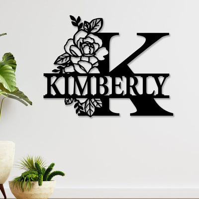 Personalized Floral Monogram Metal Wall House Decor Metal Initial Metal Letter Door Hanger Letters Monogram Housewarming Gift