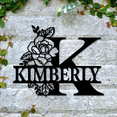 Personalized Floral Monogram Metal Wall House Decor Metal Initial Metal Letter Door Hanger Letters Monogram Housewarming Gift
