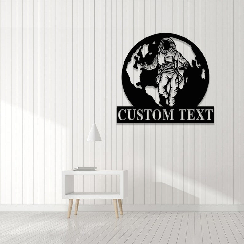 Custom Astronaut Metal Sign Astronaut Metal Wall Art Personalized Astronaut Sign Earth Astronaut Teens Kids Room Decor Space Lover Gift