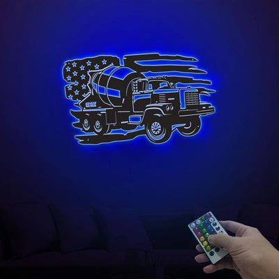 Concrete Mixer Truck US Sign WITH LED/WITHOUT LED Light Concrete Mixer Signs Construction Truck Driving Decor Truck Driver Name Sign Gift For Dad