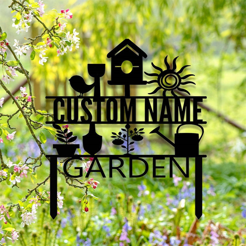 Custom Garden Sign Personalized Garden Sign Garden Stake Metal Yard Sign Garden Art Outdoor Garden Decor Metal Yard Art Gardening Gift