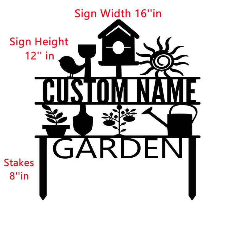 Custom Garden Sign Personalized Garden Sign Garden Stake Metal Yard Sign Garden Art Outdoor Garden Decor Metal Yard Art Gardening Gift