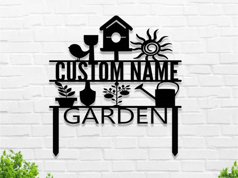 Custom Garden Sign Personalized Garden Sign Garden Stake Metal Yard Sign Garden Art Outdoor Garden Decor Metal Yard Art Gardening Gift
