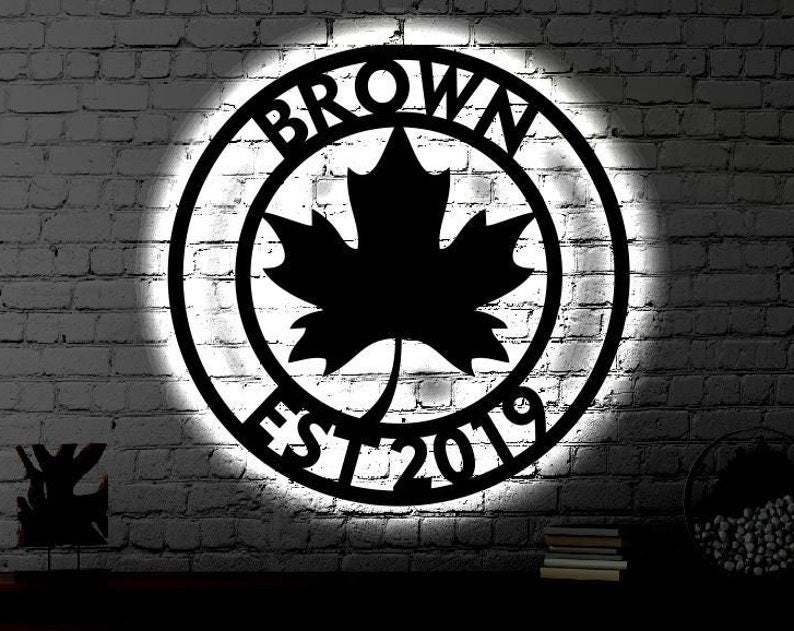 Personalized LED Family Name Metal Sign Light up Wall Art Housewarming Gift Door Hanger Wedding Gift Metal LED Monogram Sign
