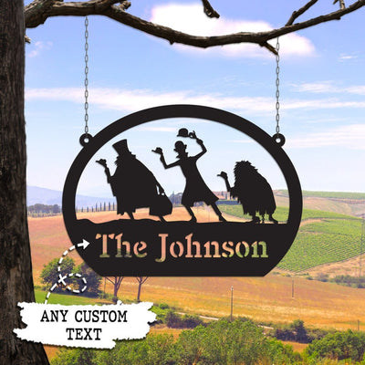 Personalized Haunted Mansion Ghosts Metal Sign Halloween Decoration Sign for Entry Road Outdoor Decor Happy Halloween Custom Name