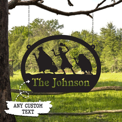 Personalized Haunted Mansion Ghosts Metal Sign Halloween Decoration Sign for Entry Road Outdoor Decor Happy Halloween Custom Name