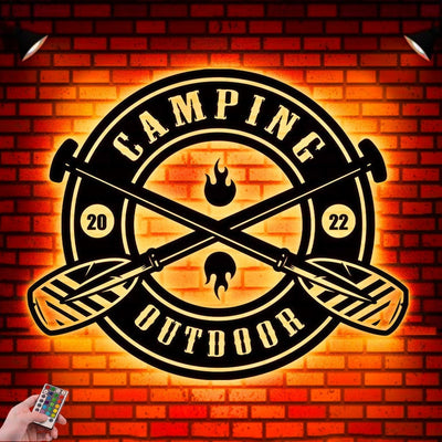 Camping Out Door Lover Design Custom Family Sign Metal Wall Art WITH LED/WITHOUT LED Lights Personalized Family Name Sign Housewarming Gifts