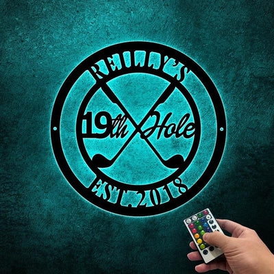 19th Hole Sign WITH LED/WITHOUT LED Light Personalized Golf Sign Golf Gifts for Men Golf Wall Art 19th Hole Bar Sign 19th Hole Metal Sign