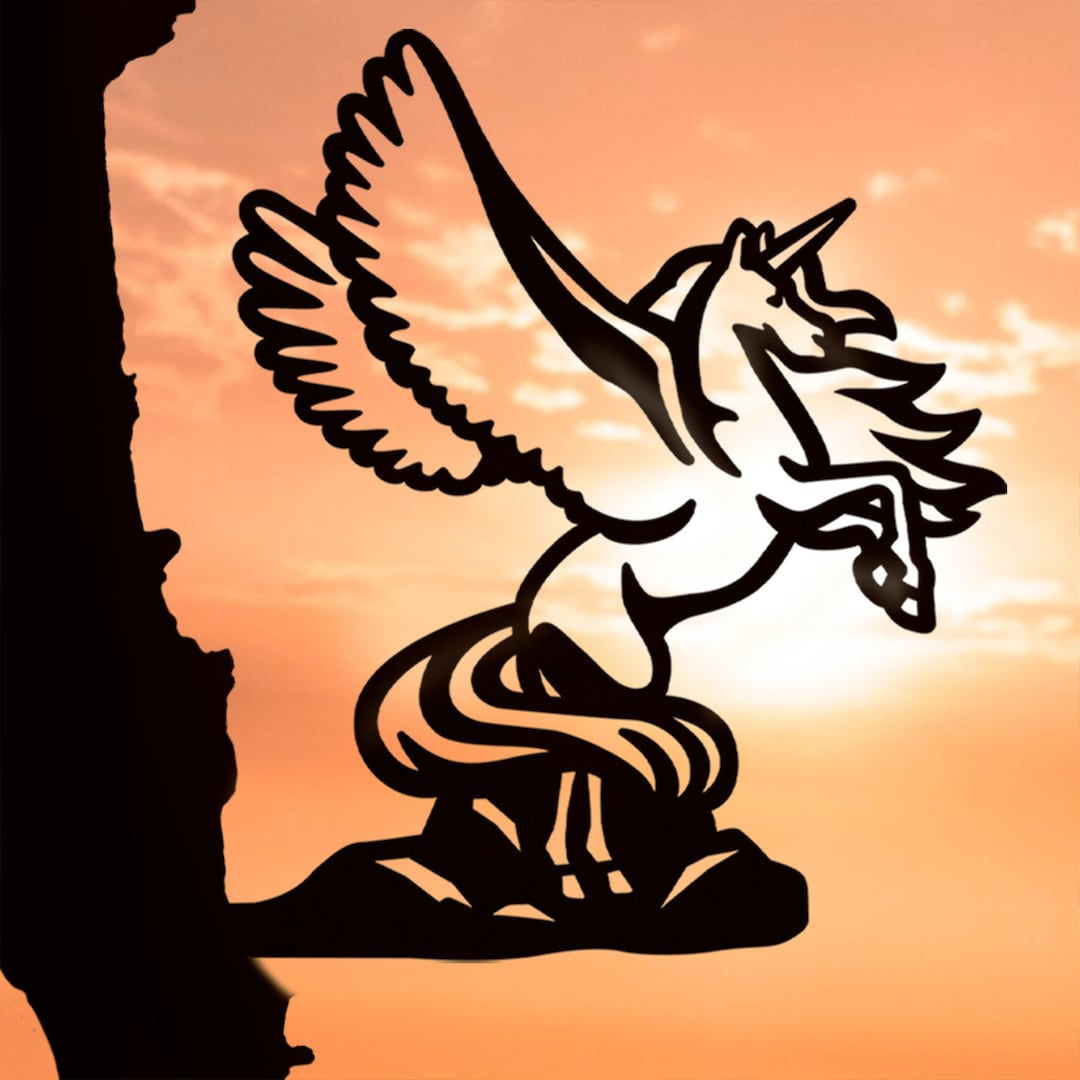 Metal Pegasus Silhouette, USA Steel Magical Sign Cutout, Rustic Outdoor Home & Garden Decor, Housewarming Gift