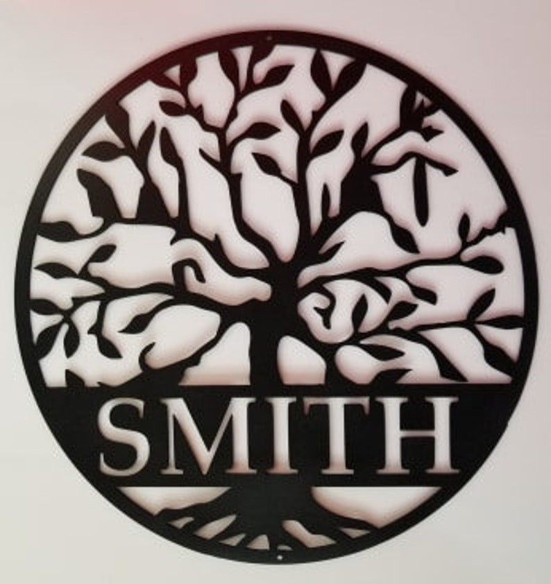 Metal Family Tree Custom Plasma Cut Metal Sign Art