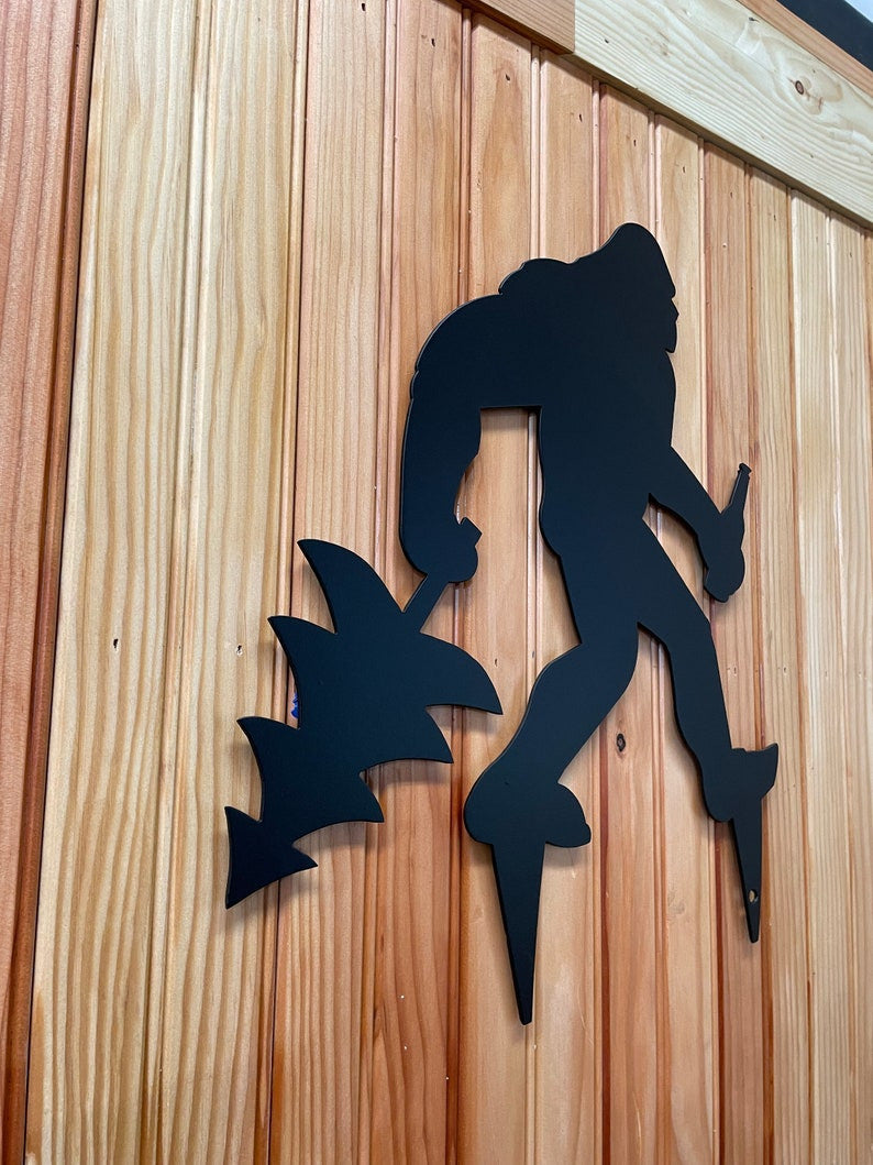 Big Foot Christmas Tree Hunting Sasquatch Garden Stake Fishing Decor Garden Art Backyard Decor Sasquatch Sign