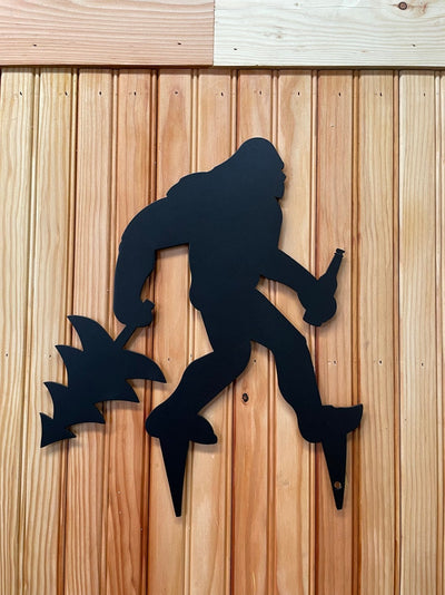 Big Foot Christmas Tree Hunting Sasquatch Garden Stake Fishing Decor Garden Art Backyard Decor Sasquatch Sign