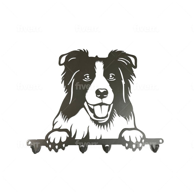 Happy Border Collie Dog Leash holder Key holder cute puppy