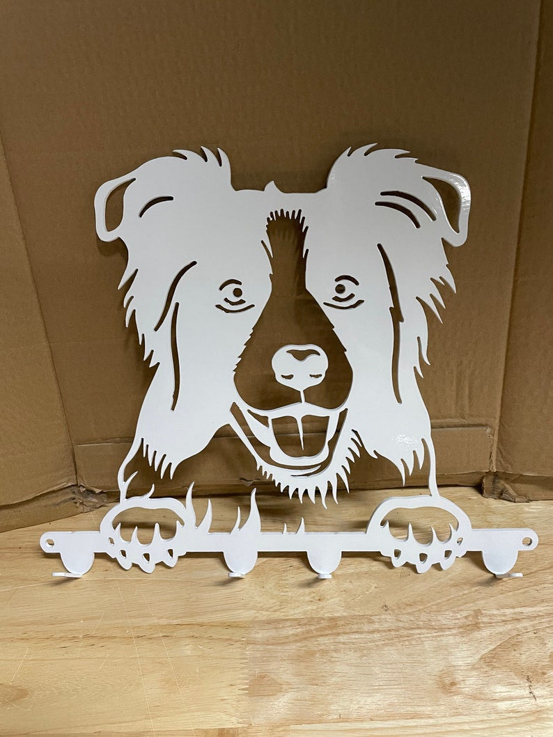 Happy Border Collie Dog Leash holder Key holder cute puppy
