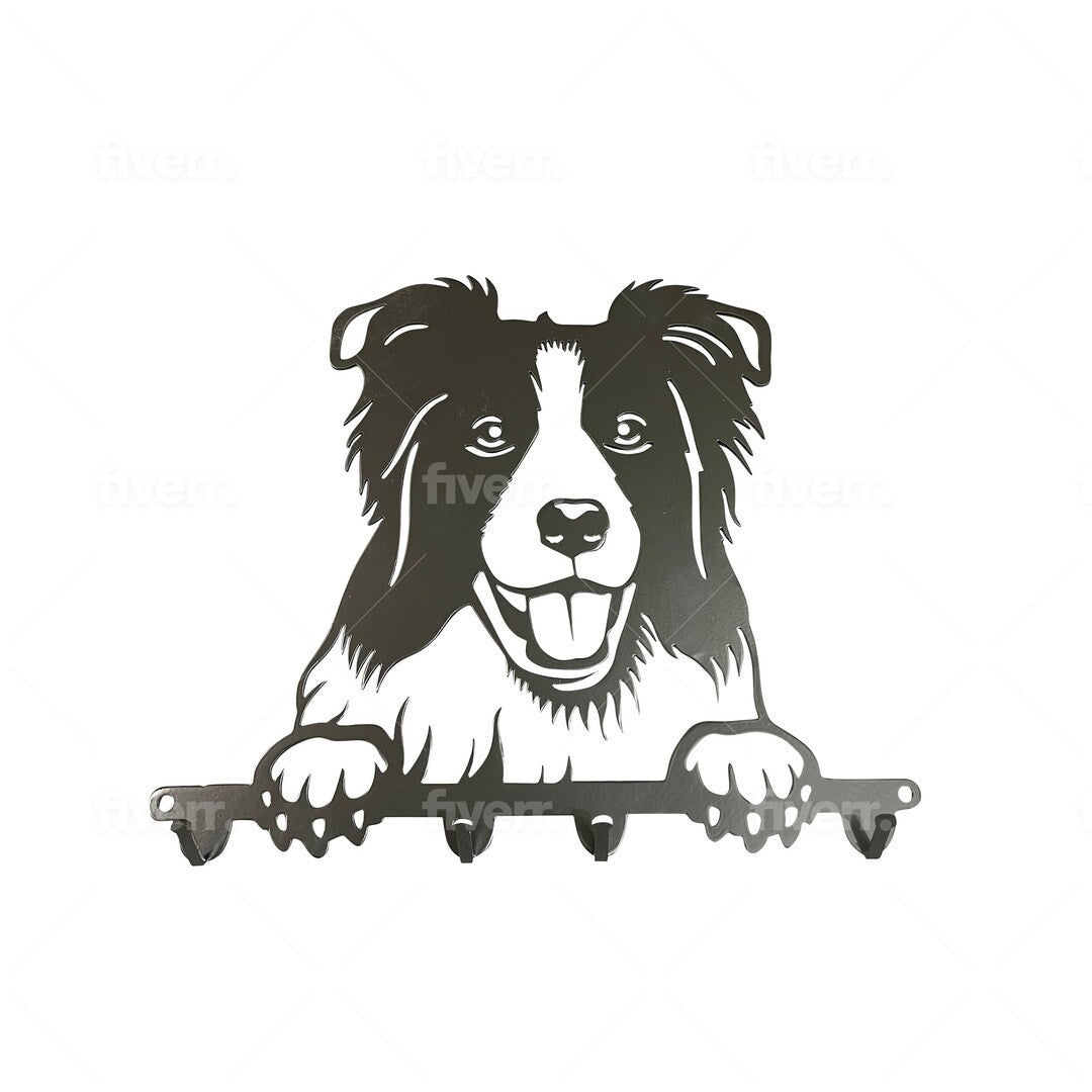 Happy Border Collie Dog Leash holder Key holder cute puppy