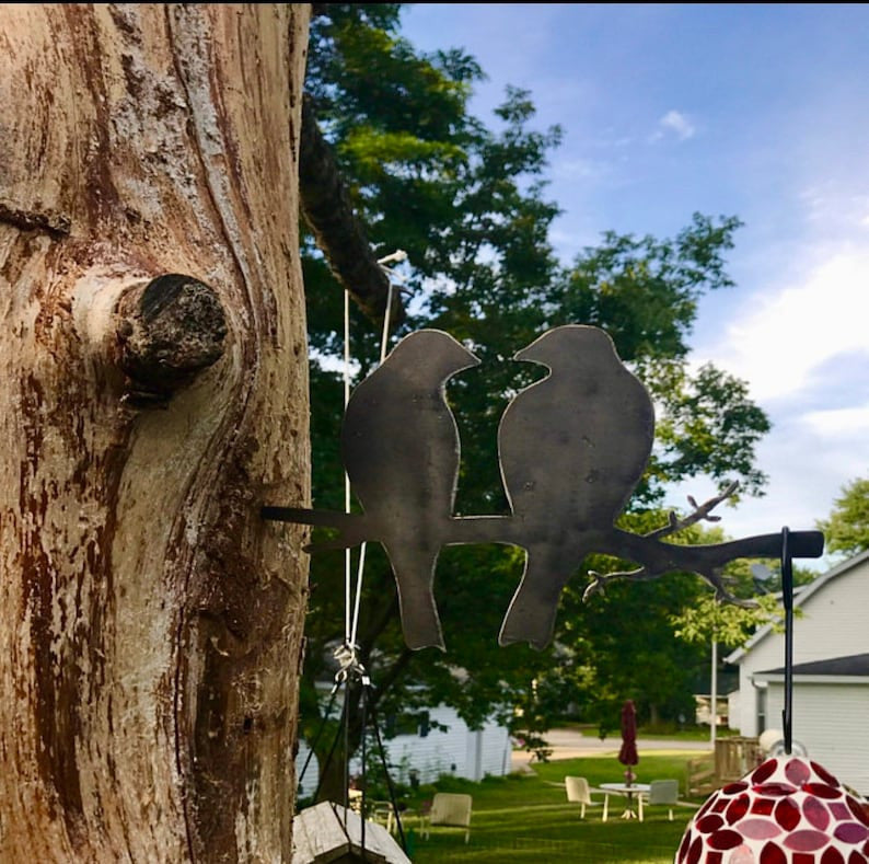 Metal Love Birds Home&Garden Decor Christmas Gift Wedding Gift Hand Made Metal Tree Art Rustic Outdoor Art