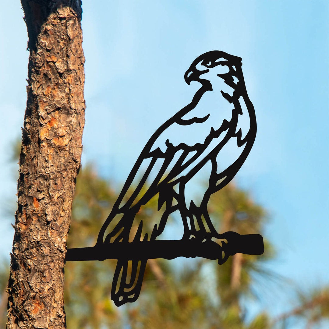 Metal Hawk Silhouette, Birds Of A Feather, Rustic Outdoor Home & Garden Decor, Housewarming Gift