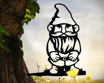 Metal Gnome Sweet Gnome, USA Steel Garden Gnome Figurine Cutout, Rustic Outdoor Home & Garden Decor, Housewarming Gift