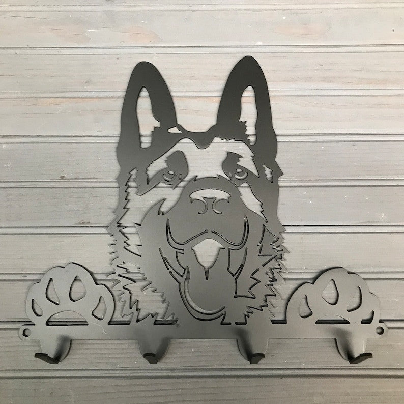 Happy German Shepherd Dog Leash holder Key holder collar holder decor hook