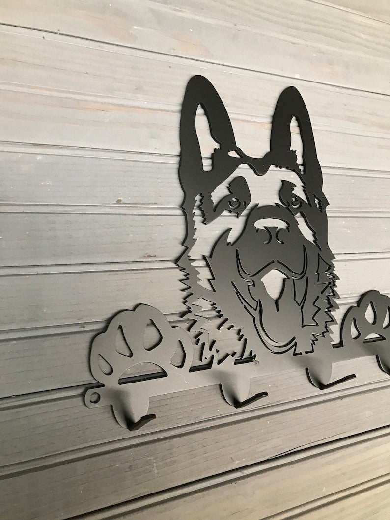Happy German Shepherd Dog Leash holder Key holder collar holder decor hook