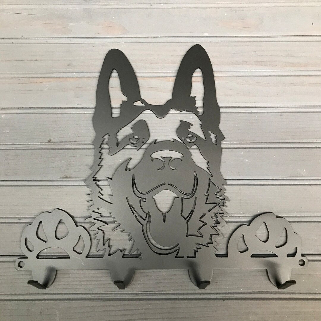 Happy German Shepherd Dog Leash holder Key holder collar holder decor hook