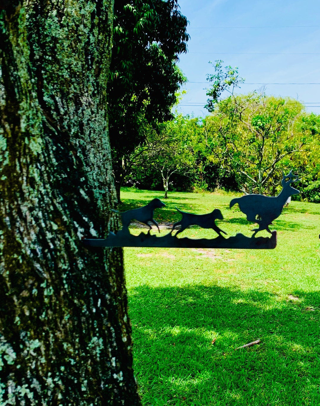 Metal Dogs Chasing Deer Rustic Metal Dogs Birthday Gift Rustic Metal Art Garden Decor Unique Hunters Gift