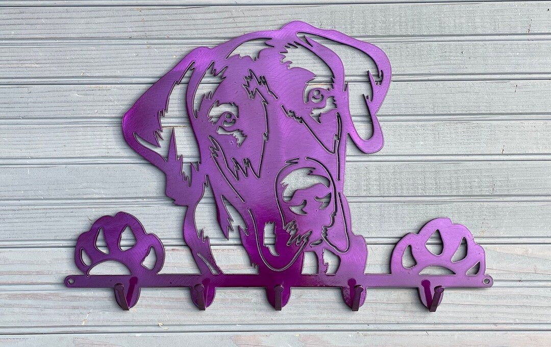 Happy Great Dane Peeking Dog Leash holder Key holder cute puppy