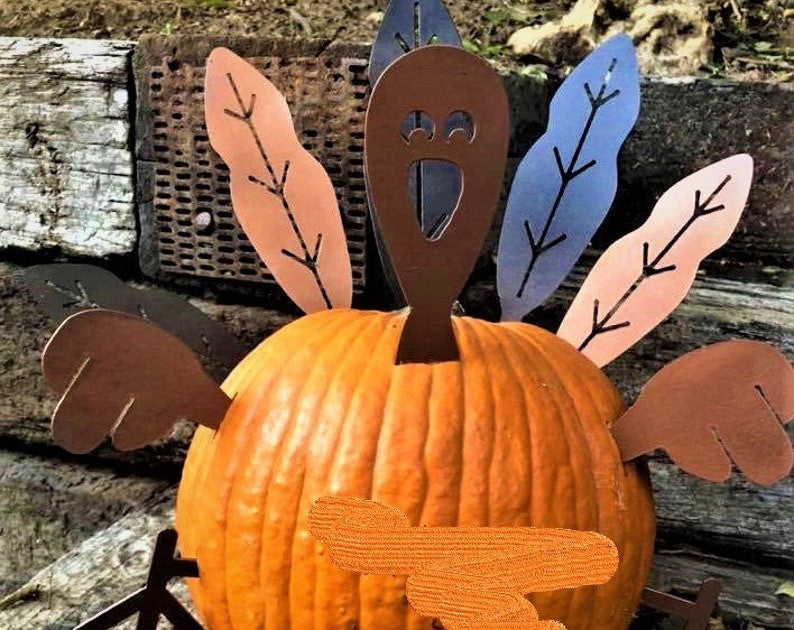 Metal Turkey Feathers and Body Pieces Thanksgiving Fall Decoration