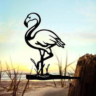 Metal Flamingo, USA Steel Bird Sign Cutout, Rustic Outdoor Home & Garden Decor, Housewarming Gift