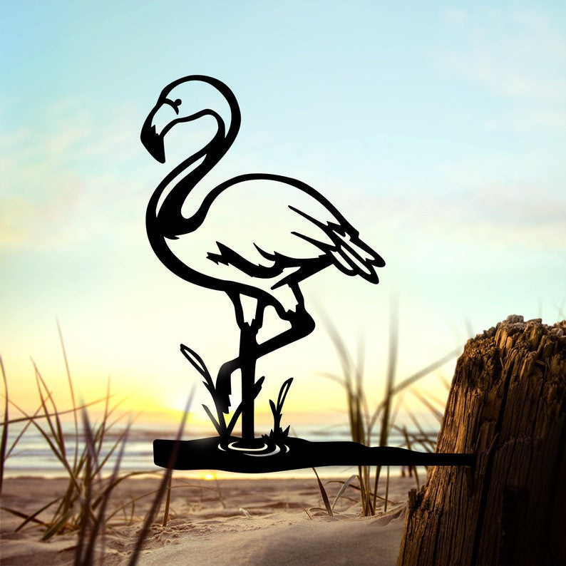 Metal Flamingo, USA Steel Bird Sign Cutout, Rustic Outdoor Home & Garden Decor, Housewarming Gift