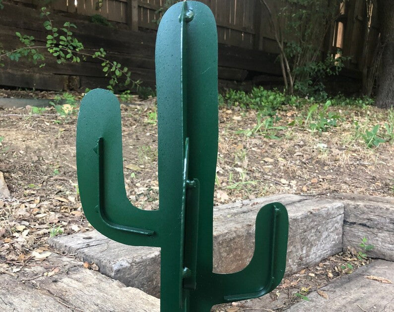 Metal 3D Cactus Painted Garden Desk Decor Western Desert Plasma Cut Art