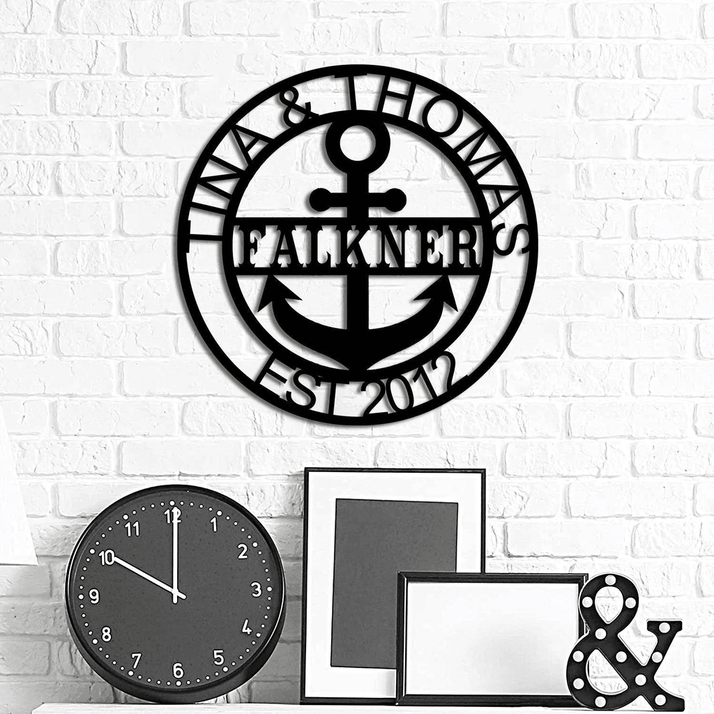 Anchor Metal Sign Nautical Sign Anchor Name Sign Navy Sign Metal Wall Decor Custom Wedding Gift Metal Wall Art Gift For