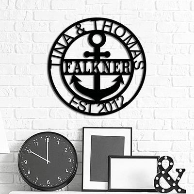 Anchor Metal Sign Nautical Sign Anchor Name Sign Navy Sign Metal Wall Decor Custom Wedding Gift Metal Wall Art Gift For