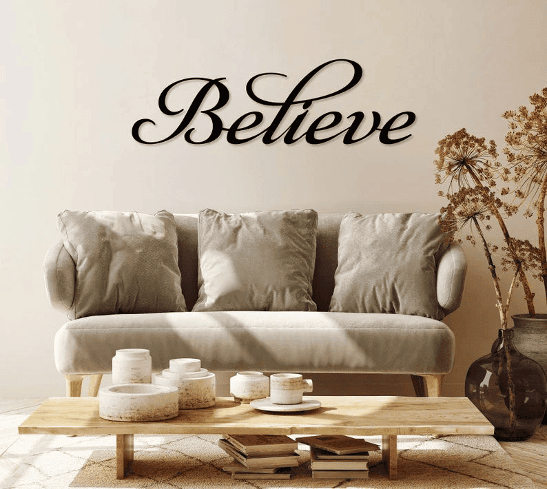 Believe Metal Sign Metal Home Gift Inspiration Sign Living Room Decor Daughter Gift Thanksgiving Holiday Gift For