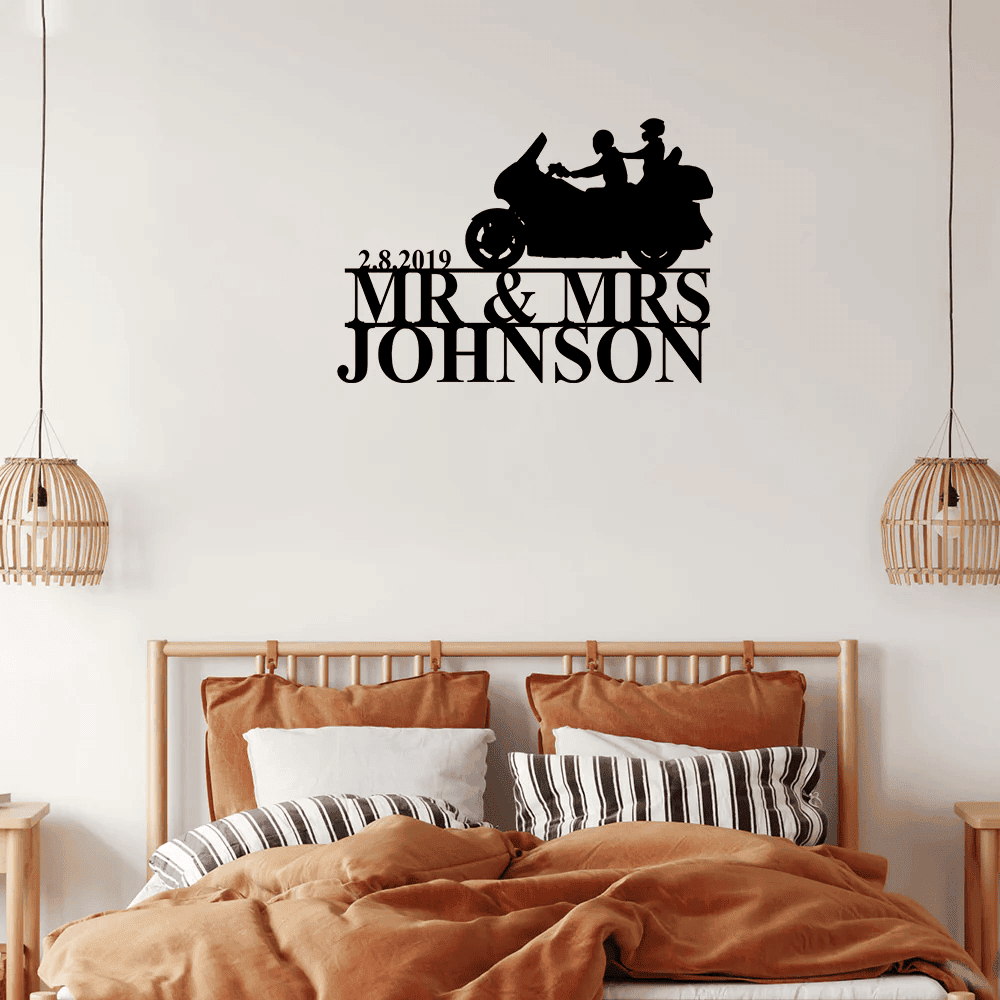 Custom Biker Couple Personalized Metal Sign Biker Metal Sign Outdoor Decor Motorcycle Sign Gift For Couple Gift For