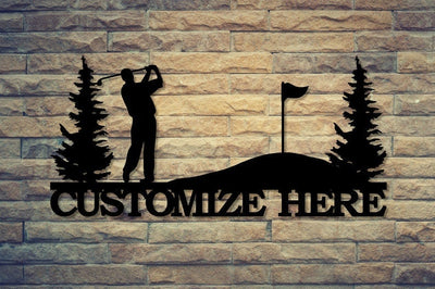 Customizable Metal Golf Scene Personalized Golf Sign Metal Golf Decoration