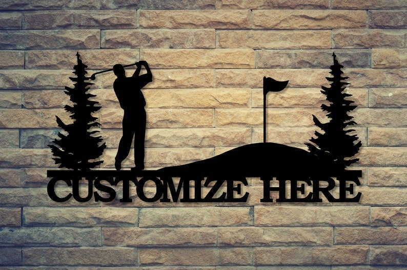Customizable Metal Golf Scene Personalized Golf Sign Metal Golf Decoration