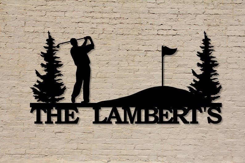 Customizable Metal Golf Scene Personalized Golf Sign Metal Golf Decoration