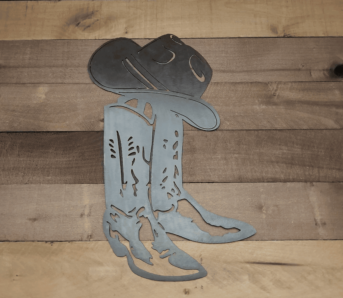 Cowboy Boots And Hat Metal Sign Western Decor Cowboy Art Farm Sign Metal Cutout Rustic Decor Barn Sign Father's Day Gift