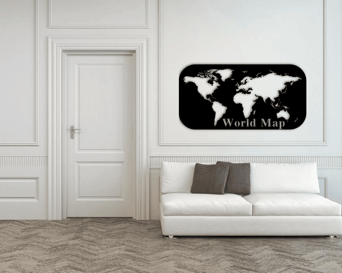 Custom Family Name Metal Sign World Map Metal Art Home Traveling Decor Last Name Sign Metal Wall Art Metal Decorative
