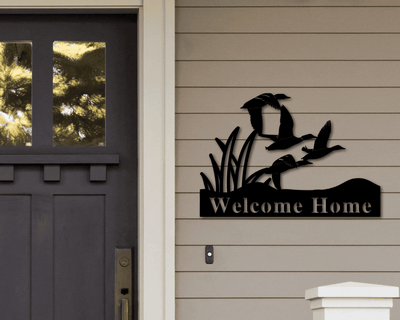 Duck Address Sign Metal Duck Sign Ducks Flying On A Pond Hunting Present Gift For Him Duck Family Address Sign Father's