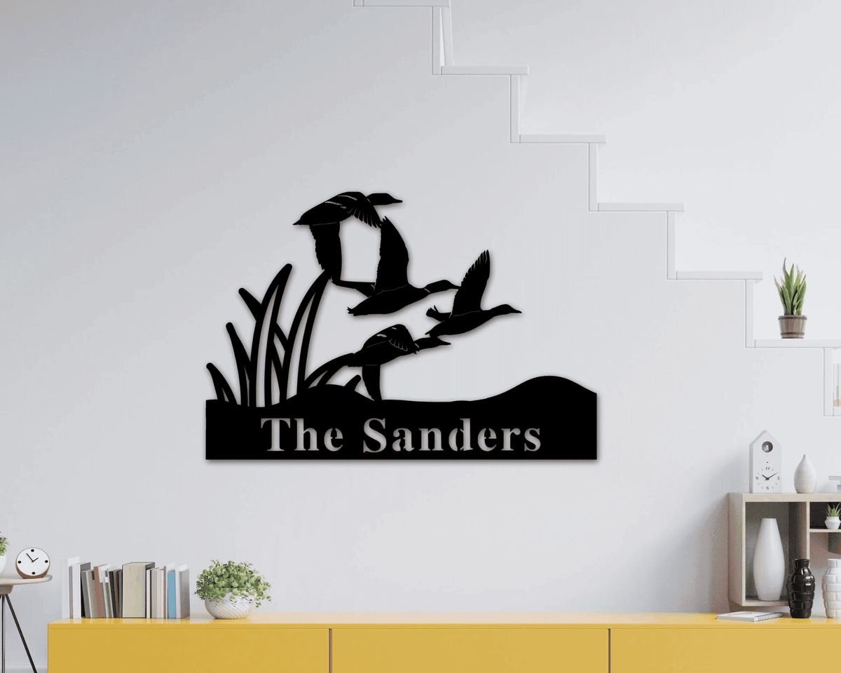 Duck Address Sign Metal Duck Sign Ducks Flying On A Pond Hunting Present Gift For Him Duck Family Address Sign Father's