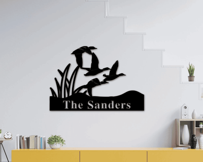 Duck Address Sign Metal Duck Sign Ducks Flying On A Pond Hunting Present Gift For Him Duck Family Address Sign Father's