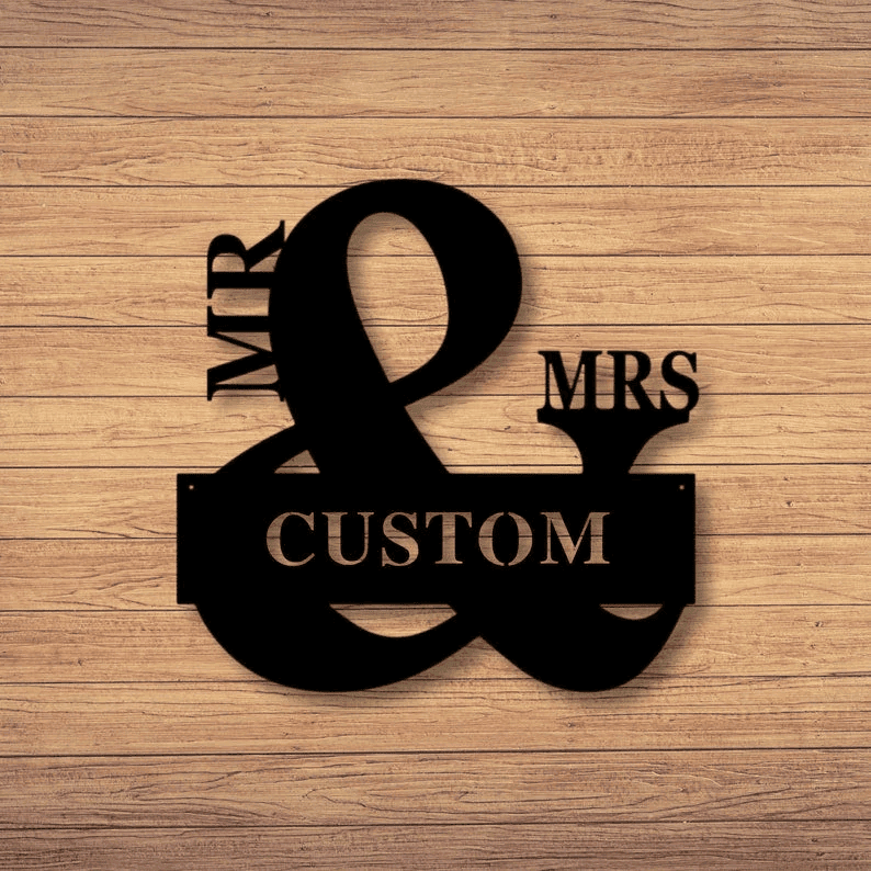 Custom Metal Mr & Mrs Sign Custom Family Sign Metal Wall Art Farmhouse Decor Family Name Sign Housewarming Christmas