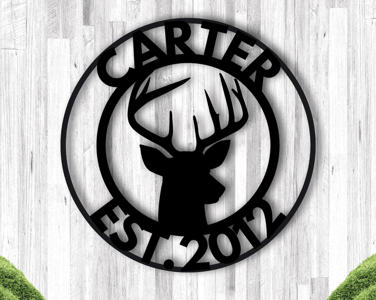 Deer Last Name Sign Antler Wall Sign Hunting Present Guy Gift Deer Family Name Sign Est Date Camp Sign Farm Sign Cabin