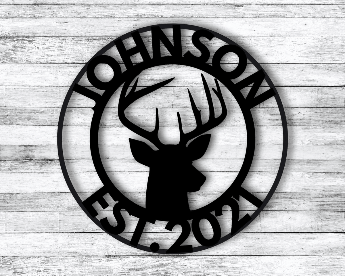 Deer Last Name Sign Antler Wall Sign Hunting Present Guy Gift Deer Family Name Sign Est Date Camp Sign Farm Sign Cabin
