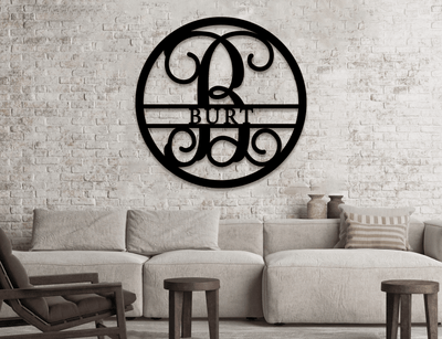 Custom Metal Name Sign Split Letter Last Name Sign Monogram Name Sign Housewarming Gift Wedding Gift Metal Sign Wall Art