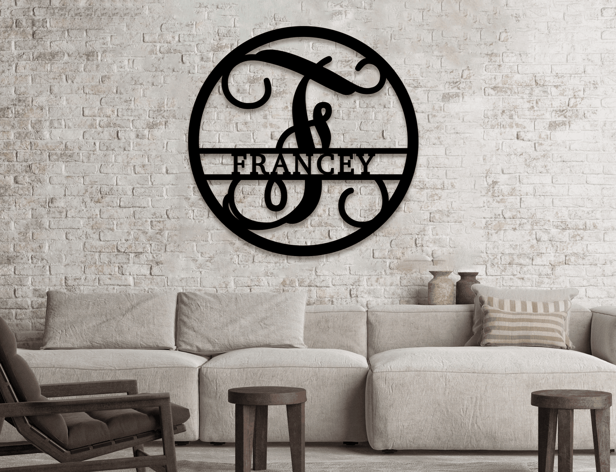 Custom Metal Name Sign Split Letter Last Name Sign Monogram Name Sign Housewarming Gift Wedding Gift Metal Sign Wall Art